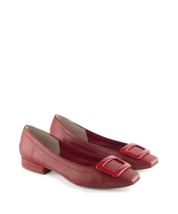 Ballerine da donna rosse in pelle