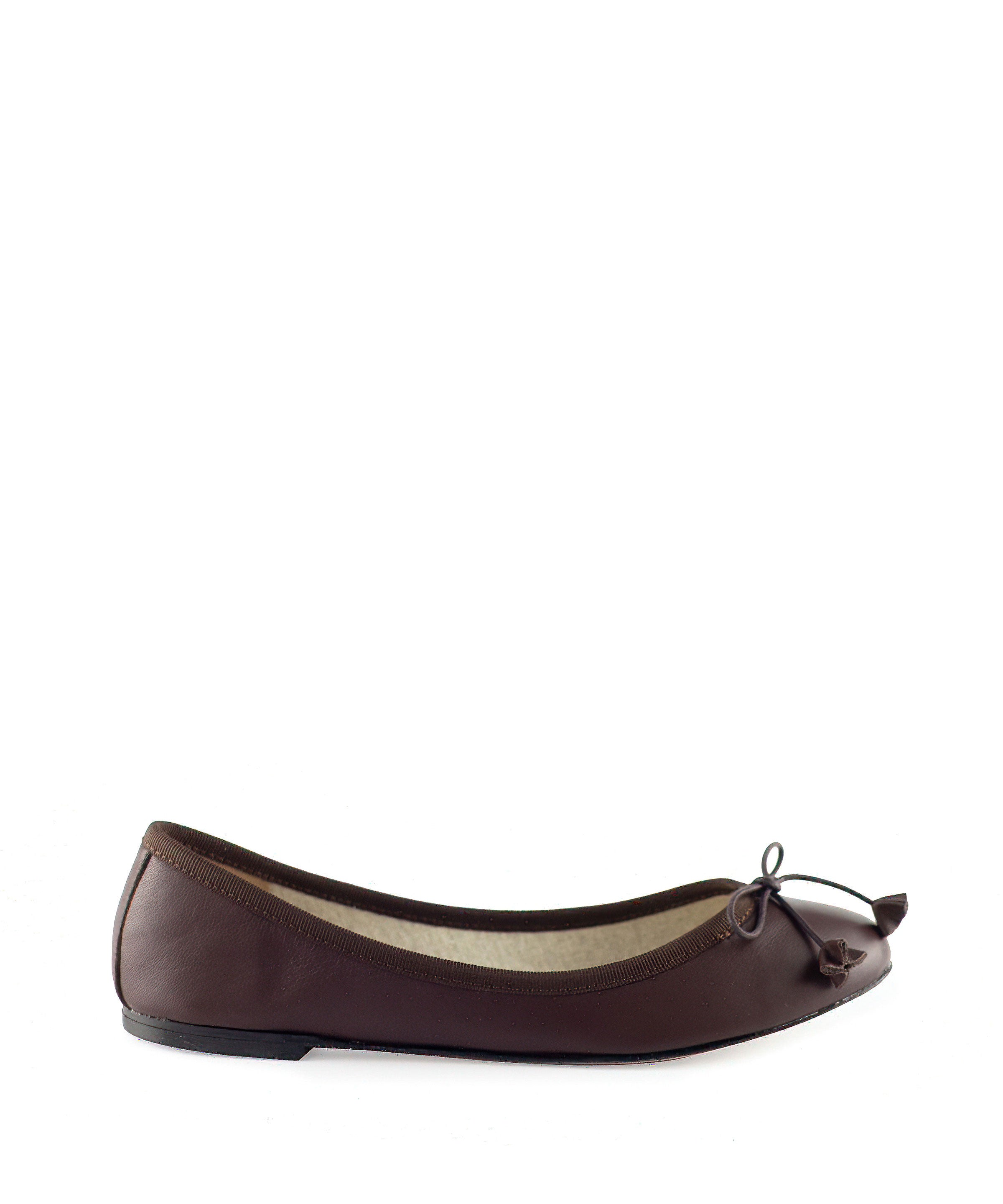 Brown leather ballerina with bow - L'Artigiano di Brera