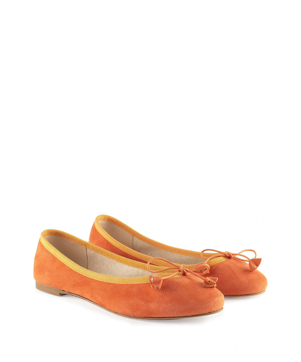 Ballerina con fiocco in camoscio arancio