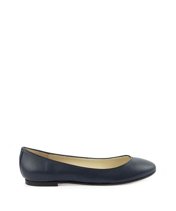 Ballerina liscia a punta tonda blu navy