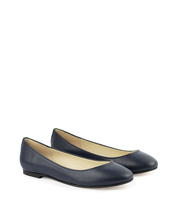 Ballerina liscia a punta tonda blu navy