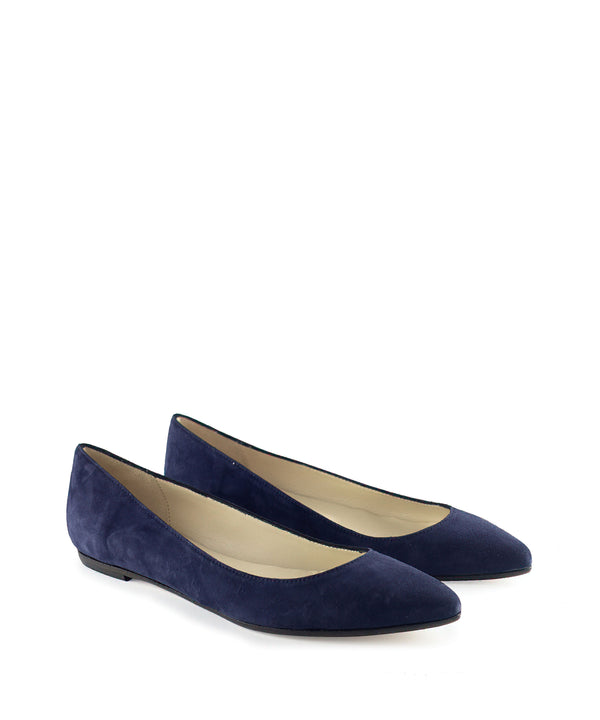 Ballerina liscia a punta blu navy