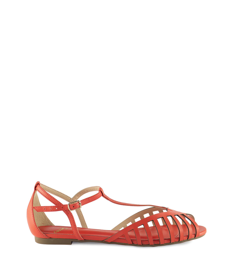 Sandali da donna in pelle corallo