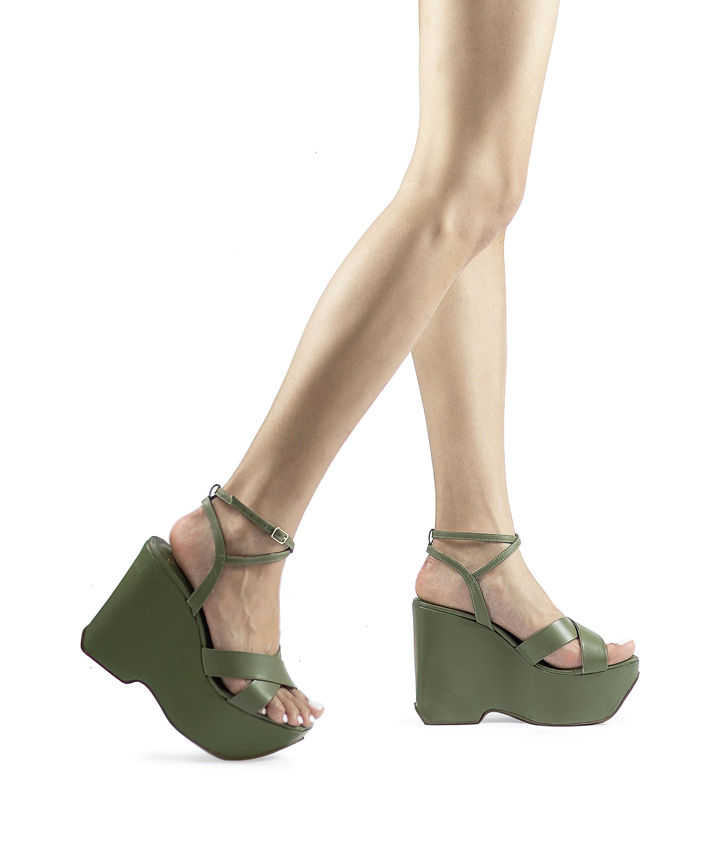 Women's green wedge sandals L'Artigiano di Brera L'artigiano di Brera